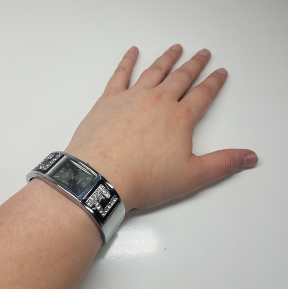 Figaro Couture Silvertone Rhinestone Watch - Picture 6 of 8